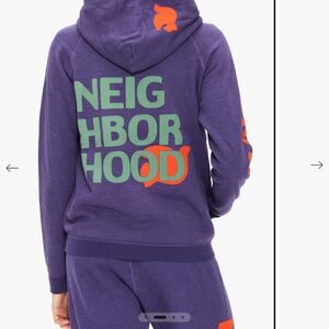 FREECITY CIRCA'99 NEIGHBORHOOD LETSGO FLUFF HOODIE  PURPLE FLOOR S NWOT